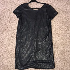 Black Sequin Shift Dress